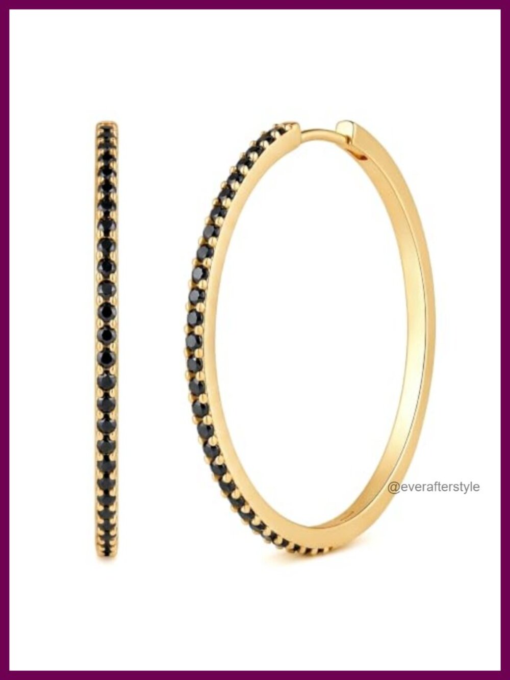 14K Gold Plated Hoop Earrings for Women Cubic Zirconia Prong Set